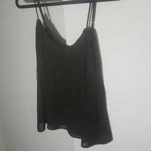 black fringed tank top